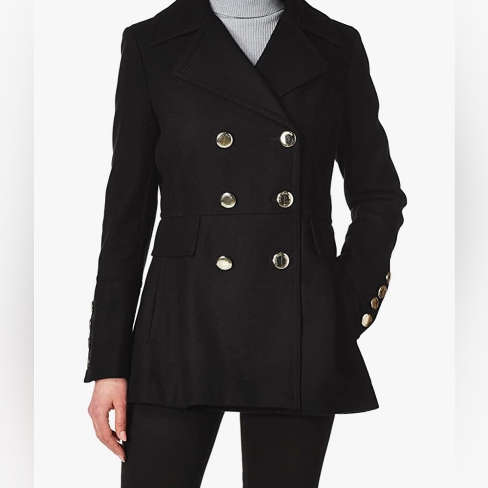 NWT Calvin Klein Women's XL Polished Wool Coat with Button Detail